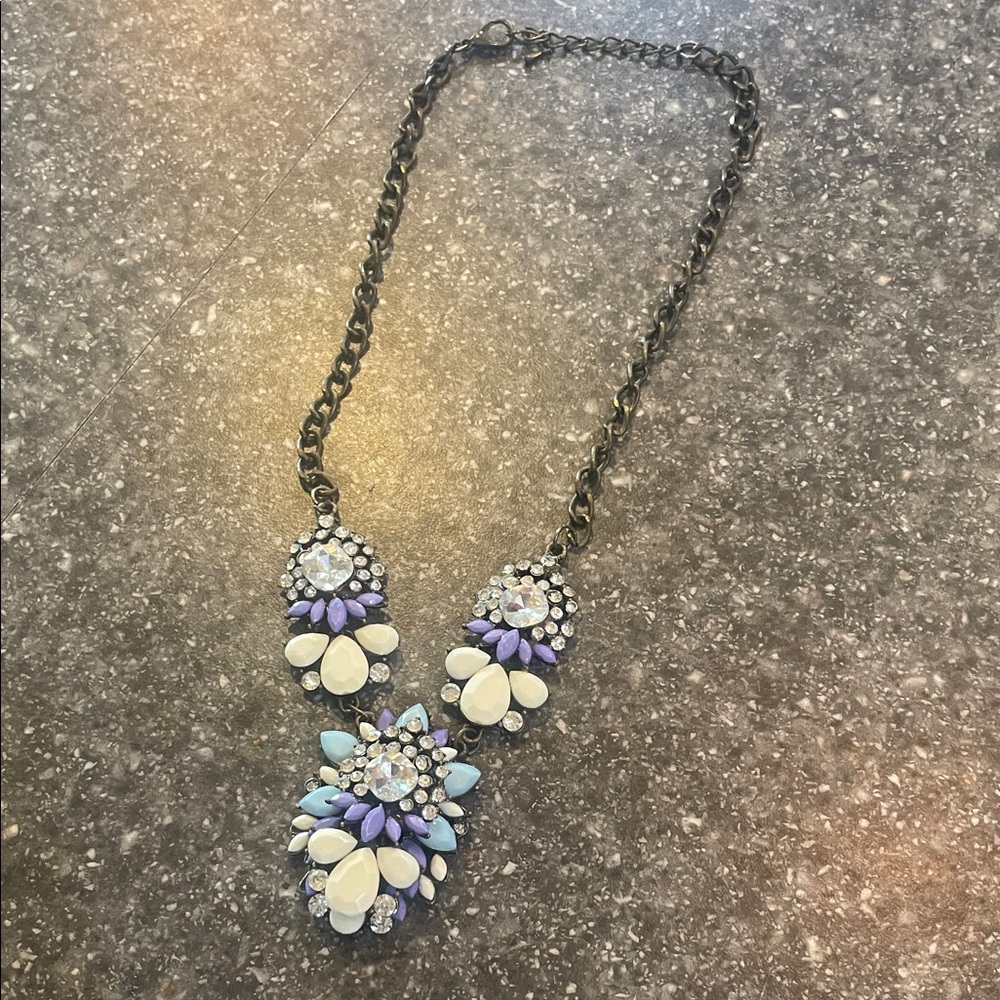 Statement Necklace in purple, blue, and white